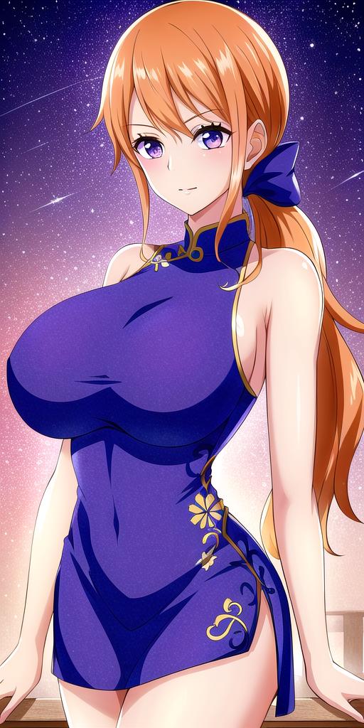 13146-506648406-_lora_NamiV2_0.7_ n4mi, huge_breasts, standing, solo, WanoN4mi_hair_bow_low_ponytail, china_dress, starry_sky,, masterpiece, bes.png